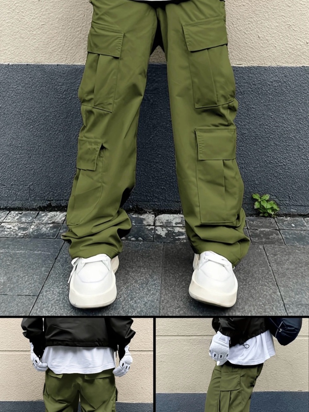 Men's Olive Cargo Pants - Slim Utility Cargo Trousers